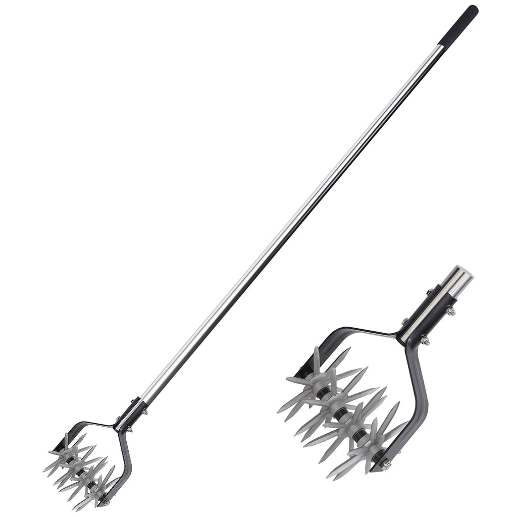 BARAYSTUS Rotary Cultivator Garden Tool, Adjustable Hand Tiller 29.7-57in