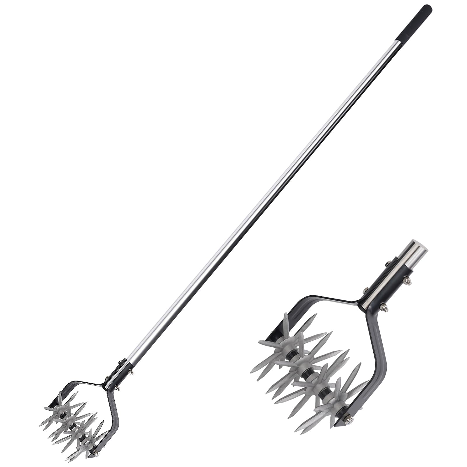 BARAYSTUS Rotary Cultivator Garden Tool, Adjustable Hand Tiller 29.7-57in