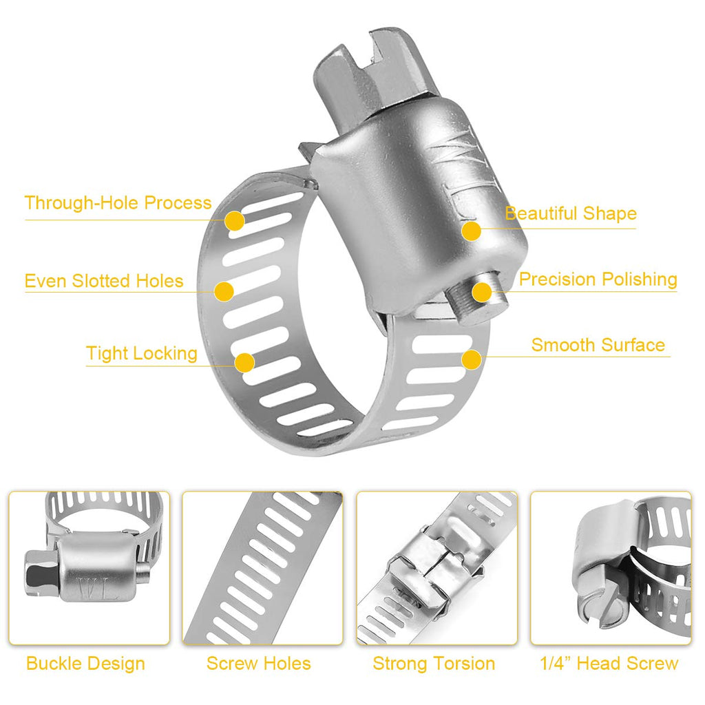 WINL Stainless Steel Hose Clamps (SAE#64 (2-1/2" ~ 4-1/2"))