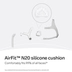 ResMed AirFit N20 Cushion - Nasal CPAP Mask Cushion Replacement - InfinitySeal Design - Soft Silicone - CPAP Accessories - Large. Frame System and Full face Cushion are not Included.