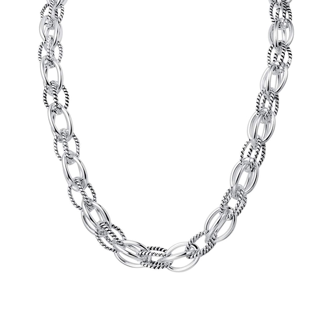 UNY JEWEL Twisted Cable Wire Link Chain Bracelet Two Tone Designer Brand Inspired Women Jewelry Valentine Christmas Gift (2 Tone)