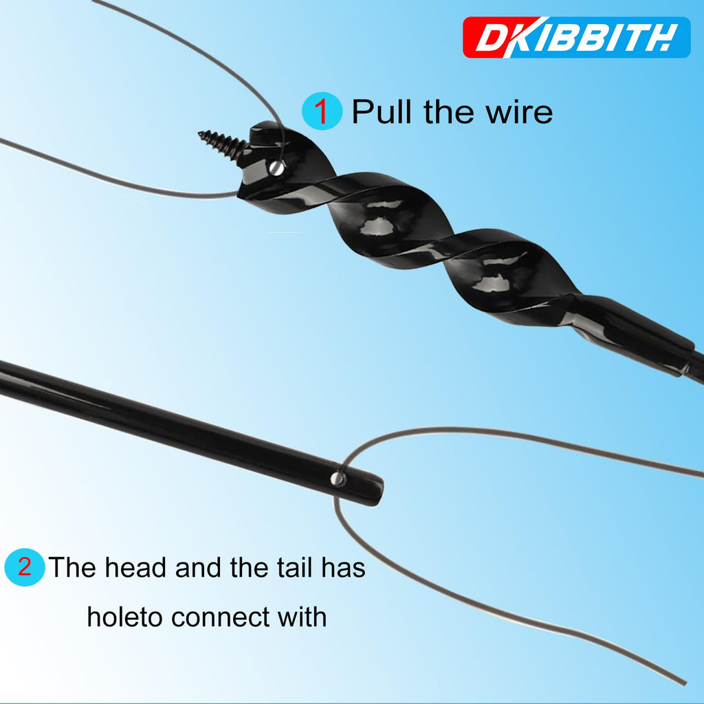 Flexible Installer Drill Bit for Pulling Wires Through Walls Ceilings and Sidewalks, 54-Inch Long, 3/8-Inch Auger with a Fish Eye Hole and Screw Point, 3/16" 3-Flat Anti-Slip Shank.