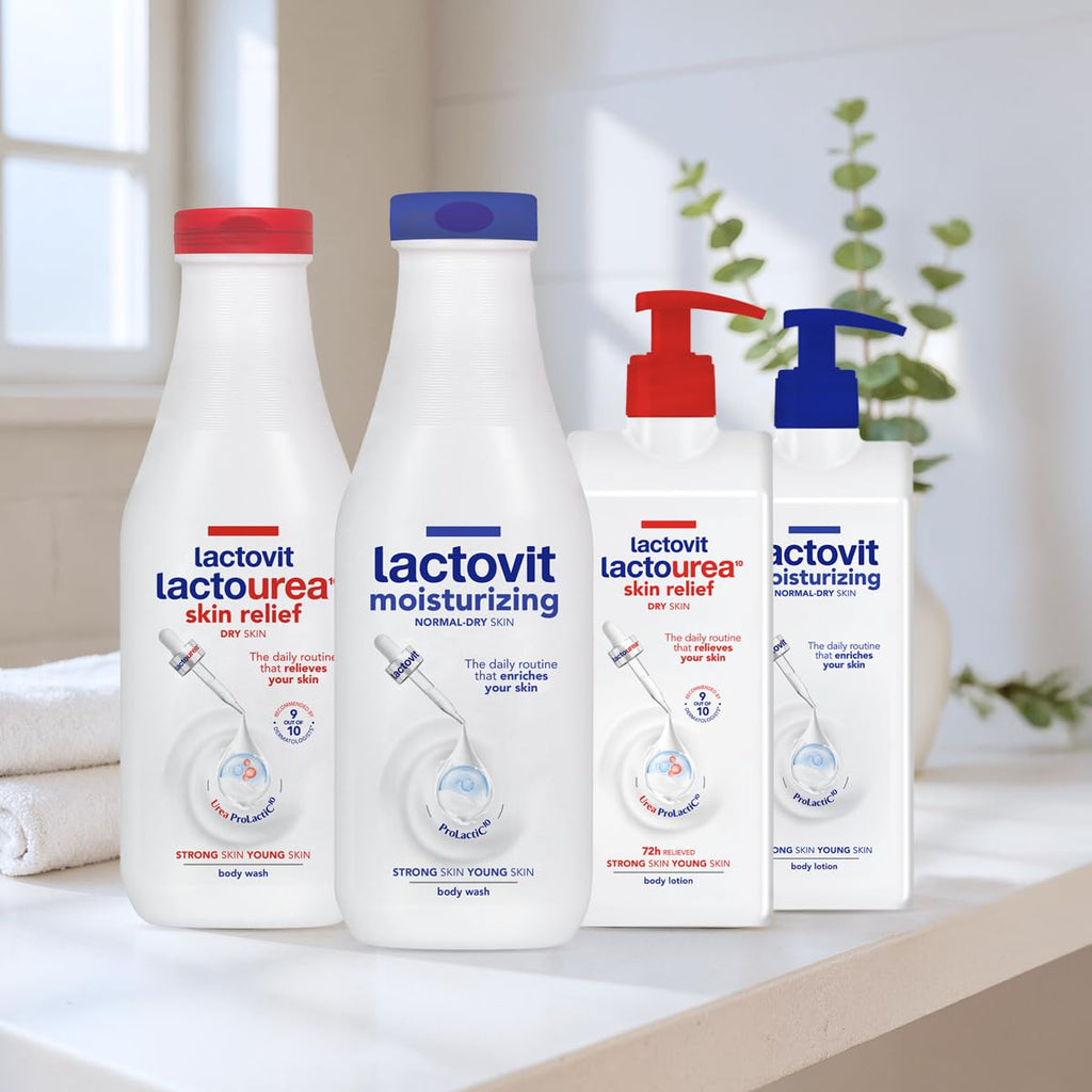 Lactovit| Lactourea Body Wash | Hydrating Shower Gel for Dry Skin | With Urea ProLactiC10 Complex, Lactic Acid & Pure Urea | Soft & Youthful Skin | Dermatologist Recommended |3 x 600 ml