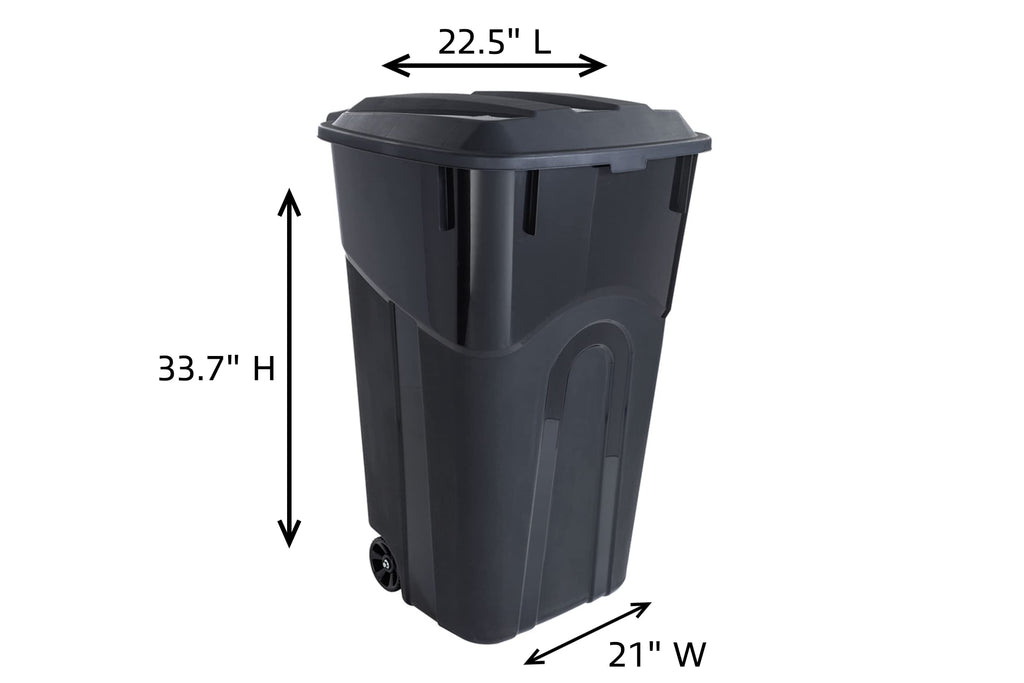 United Solutions 32 Gallon Wheeled Outdoor Garbage Can with Attached Snap Lock Lid and Heavy-Duty Handles, Black, Heavy-Duty Construction, Perfect Backyard, Deck, or Garage Trash Can, 2 Pack