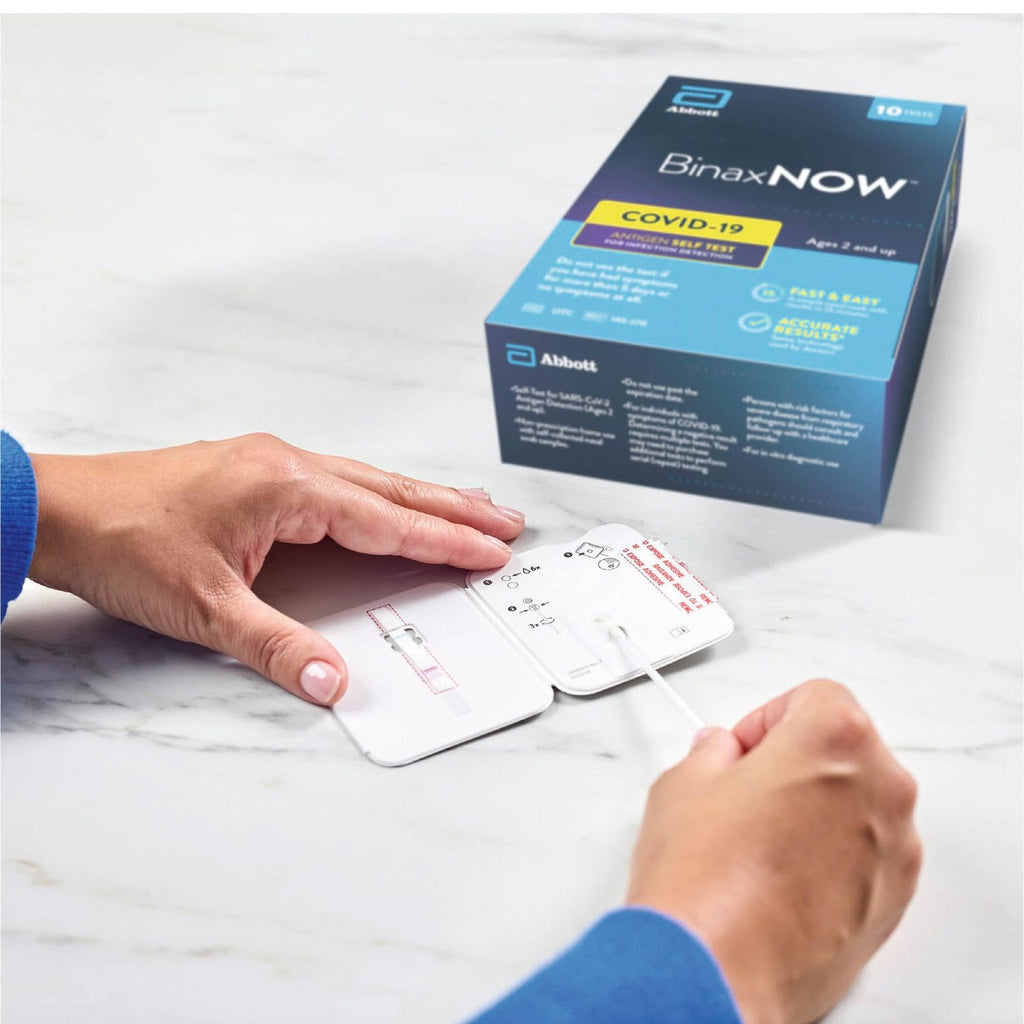 BinaxNOW COVID-19 Antigen Self Test, 1 Pack, 10 Tests Total, COVID Test With 15-Minute Results Without Sending to a Lab, Easy to Use at Home