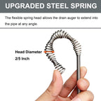 Drain Auger, Clog Remover with Drill Adapter, 25 Feet Flexible Plumbing Snake Use Manually or Powered for Kitchen,Bathrom and Shower Sink, Comes with Gloves(Gray)