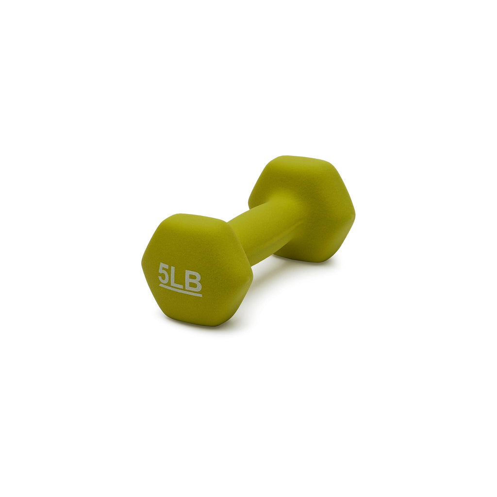 Amazon Basics Neoprene Dumbbell Hand Weights, 5 Pounds, Pair, Green