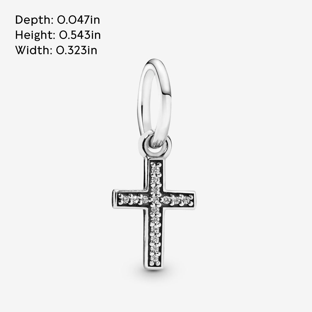 PANDORA Sparkling Cross Dangle Charm - Faith Symbol Design with Cubic Zirconia Stones - Hand-Finished - Jewelry for Her with Gift Box - Compatible with Moments & ME Charm Bracelets - Sterling Silver