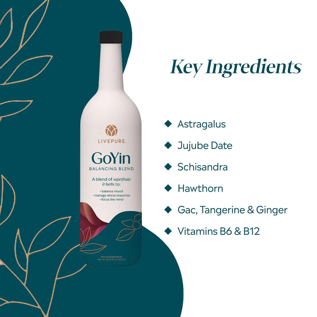 Pure GoYin - Harmonizing Wellness through Ancient Wisdom - Unveiling a Fusion of Traditional Chinese Medicine and Modern Nutrition to Alleviate Everyday Stressors - Balance and Resilience -25.35 fl oz