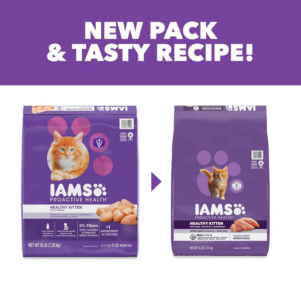 IAMS Proactive Health Healthy Kitten Dry Cat Food, Chicken, 16 lb