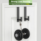 VINHOLD Heavy Duty Stainless Steel Over-Door Hook for Coats, Totes, Towels – Easy Install Door Hooks with Non-Slip Pads for Bedroom Bathroom Entryway Office (Black, 2 Pack, Fits 1-3/4" Thick Door)