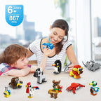 HOGOKIDS 30 Packs Party Favors for Kids - 867PCS Animals Building Blocks Sets for Classroom Prizes Goodie Bag Fillers Stocking Stuffers Birthday Valentines Easter Gifts for Kids Boys Girls 6+