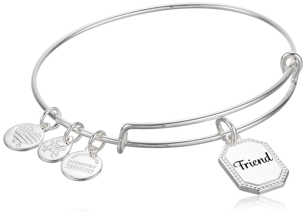 Alex and Ani Because I Love You Friend Expandable Wire Bangle for Women, United by Soul, Let The Good Times Roll Charm
