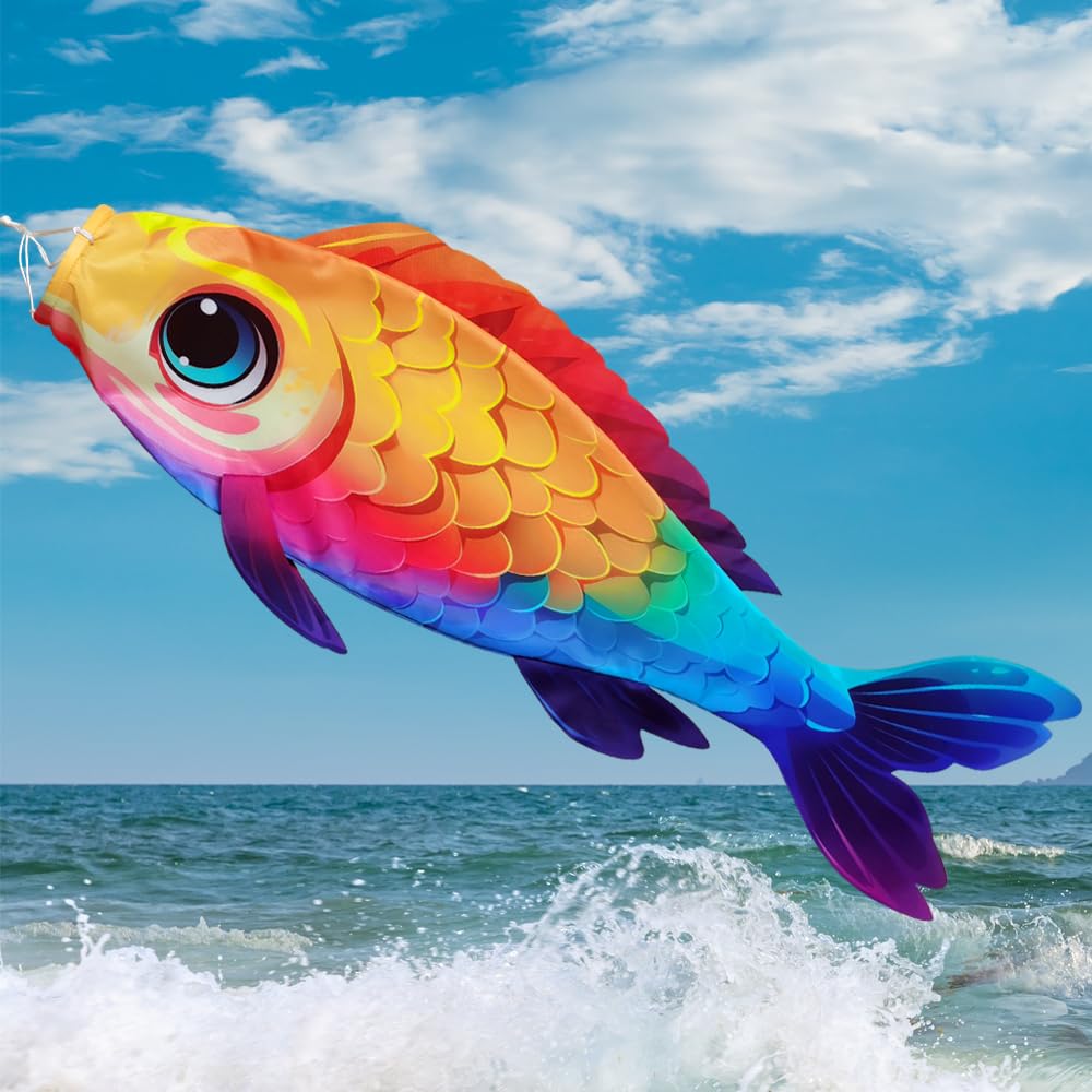 YMYIELD Fish Windsock 40 Inch Durable Outdoor Hanging Decoration | for Yard Garden Patio Deck Boat Dock and More