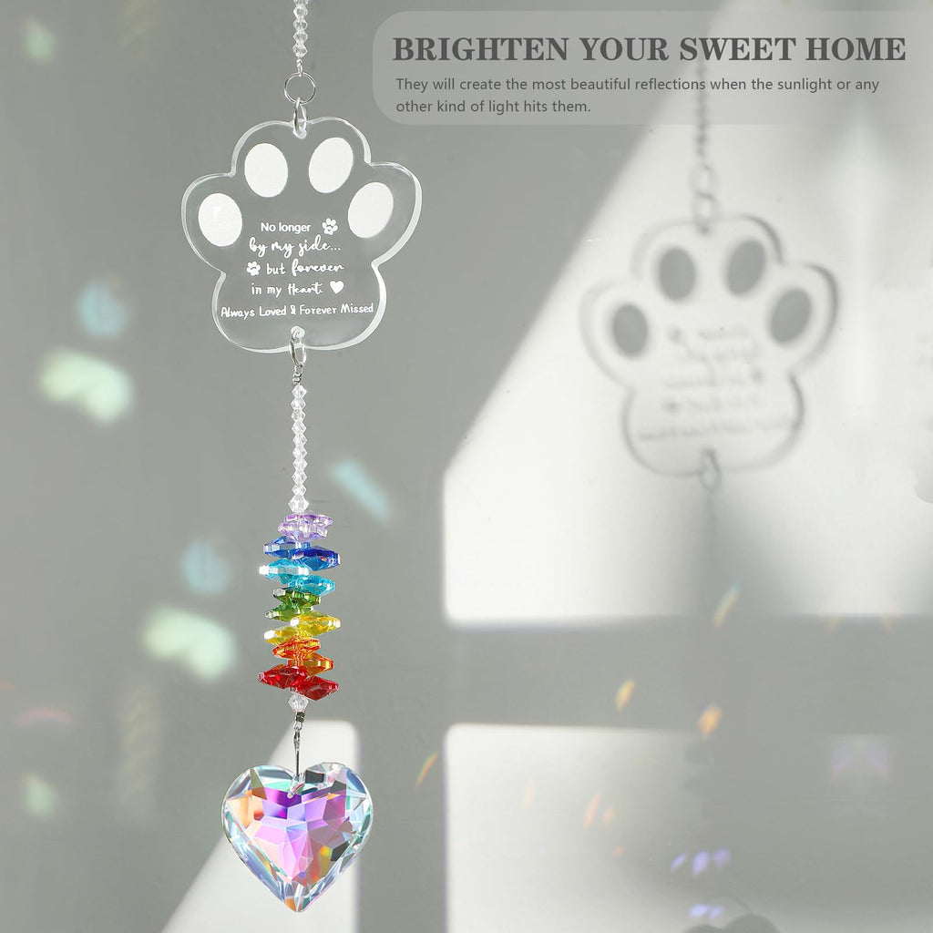 Dog Memorial Gifts, K9 Dog Memorial Crystal Suncatcher, Pet Loss Gift, Pet Sympathy Remembrance Bereavement Gifts (Color-Pet Paw)