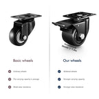 ANDUTEES 2 Inch Caster Wheels, Casters Set of 4, Heavy Duty Casters Load 2200lbs, Locking Swivel Plate Industrial Casters, Low Gravity Center Castor for Furniture and Workbench