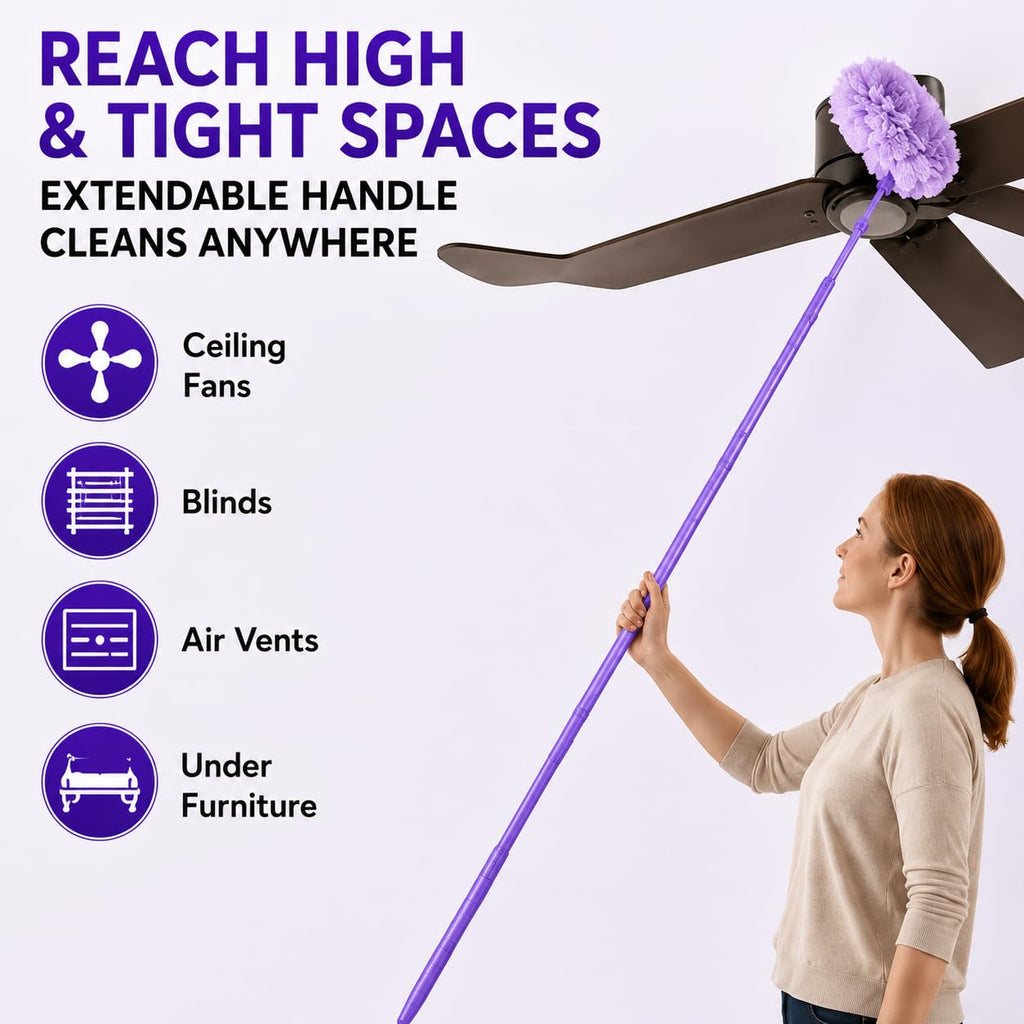 Macroto 30 Count 360°Heavy Duty Duster Refills(for Swiffer), Multisurface Duster Refills Only, Unscented Disposable for Cleaning with 4X Microfibers for Electronics, Furniture, Blinds, Ceiling Fans