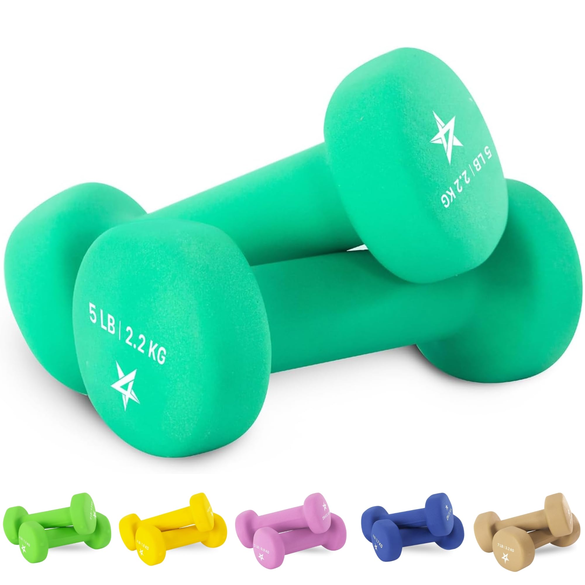 Yes4All 5 lbs Dumbbells Neoprene with Non Slip Grip ��� Great for Total Body Workout ��� Total Weight: 10 lbs (Set of 2)
