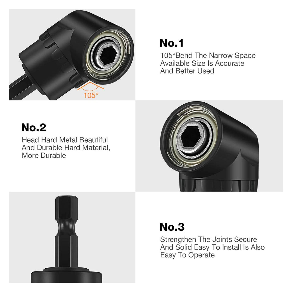 17pcs Flexible Drill Bit Extension, Include 3pcs Impact Socket Adapter 2pcs Hex Shank 105° Right Angle Drill Attachment 10 Short Screwdriver Bits Bendable Drill Bit Extension and 90° Angled Bits