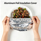 200 PCS Aluminum Foil Food Covers, Upgraded&Thickened Reusable Aluminum Foil Food Covers, 110℃ Heat Resistant Elastic for Meals Vegetable Fruit Leftovers for Kitchen Reusable Picnic Restaurant