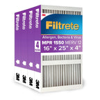 Filtrete 16x25x4 AC Furnace Air Filter, MPR 1550, MERV 12, Fits Lennox & Honeywell, CERTIFIED Asthma & Allergy Friendly, Electrostatic Air Cleaning Filter, 4-Pack (actual size 15.88 x 24.56 x 4.31)