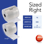 RESILIA Lay Flat Poly Tubing - Food-Grade Polyethylene, Custom Poly Bag Packaging Solution, 16 Inches x 500 Feet, 4 Mil, 0.004 Inch, Thickness, 1 Roll, Made in the USA