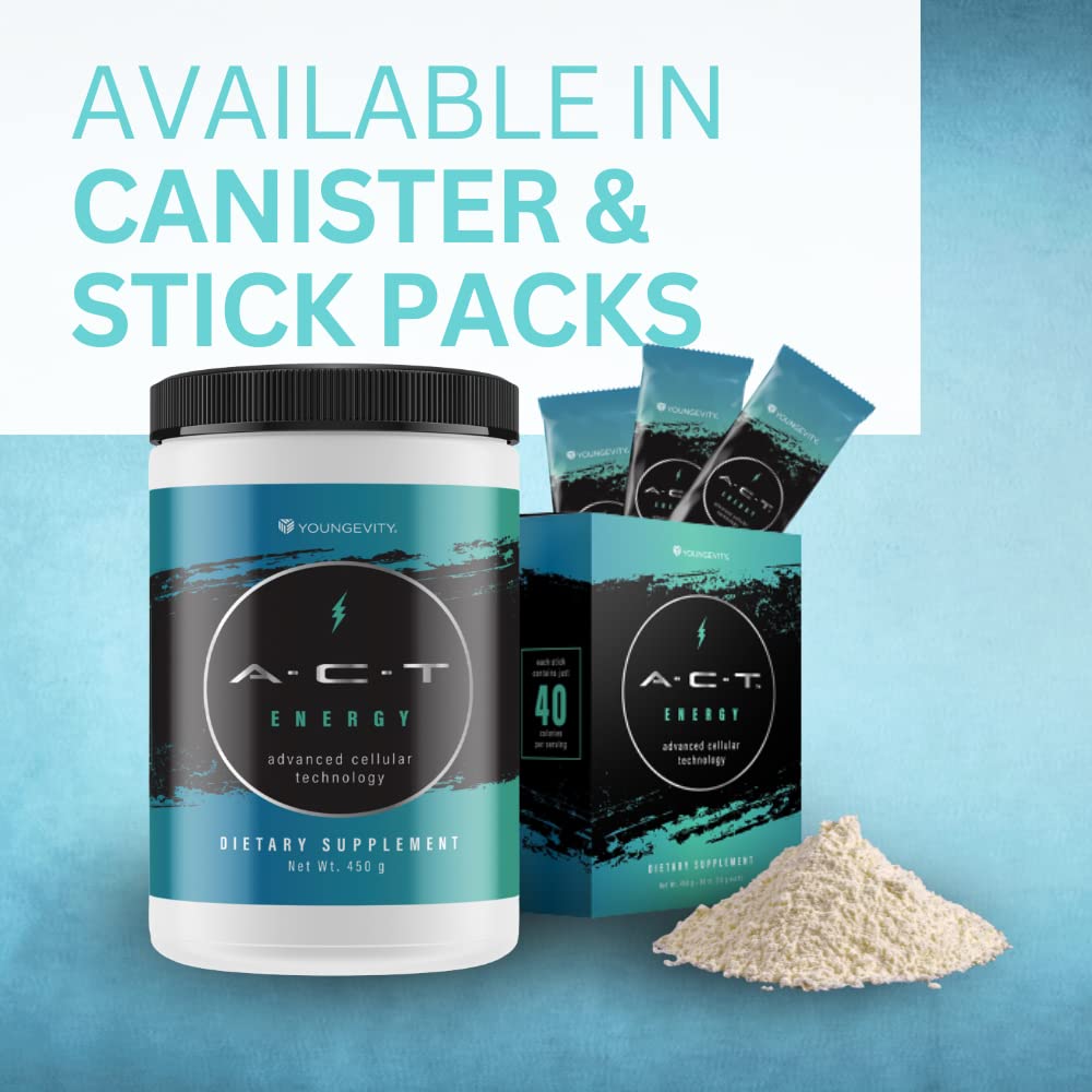 1 Canister ACT Energy Natural Healthy Energy Drink 40 Calories A.C.T. By Youngevity (Ships Worldwide) Net Wt. 450g