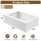 Moretoes 40pcs 14x10x4in Quarter Sheet Cake Boxes, Bakery Boxes with Window
