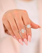 Rinfit Thin Silicone Ring with CZ, Gift Box - Frosted Clear/Oval, Size 7