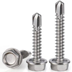 VGBUY 200pcs Self Drilling Screws for Metal,#8 x 5/8 Inch 410 Stainless Steel Self Tapping Sheet Metal Screws,Self Tapping Screws for Metal,Hex Washer Head