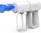 The Original Disinfectant Fogger Machine - Professional Sanitizer Sprayer - Electrostatic ULV Atomizer & Nano Steam Gun – Rechargeable Barber Spray Gun with Blue Light (White 2)