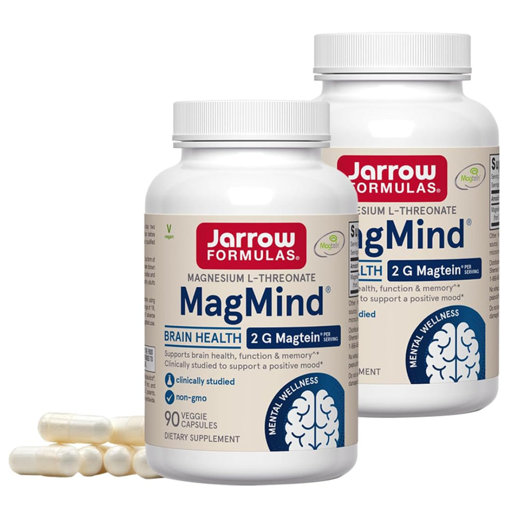 Jarrow Formulas MagMind - 90 Capsules - Includes Magnesium L-Threonate (Magtein) - Supports Brain Health & Function - 30 Servings (Pack of 2)