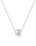 PAVOI Rondelle CZ Dainty Pendant Necklace for Women, White Gold, W