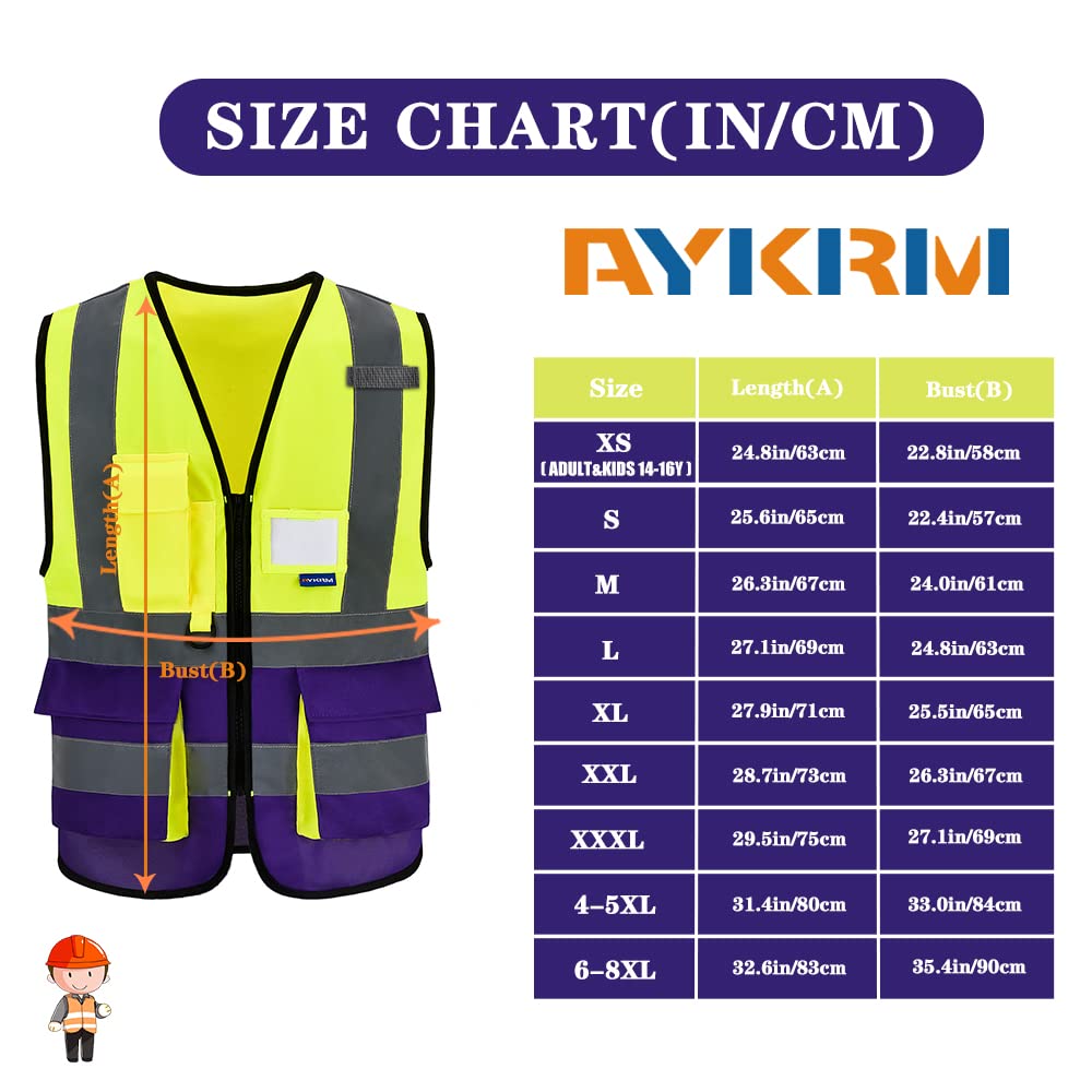 A-SAFETY Yellow purple High Visibility Vest Customize Logo (Yellow&Purple M)