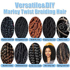 Green Marley Twist Braiding Hair 12 Inch Marley Hair for Faux Locs Butterfly Locs Crochet Hair for Black Women Spring Twist Hair Passion Twist Hair Kinky Curly Braiding Hair Pre Stretched