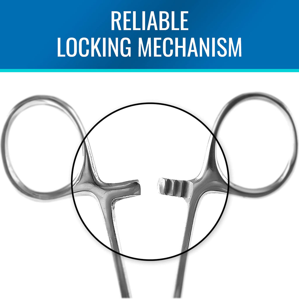 MABIS Precision Kelly Forceps Locking Tweezers Clamp, Silver, Curved, 5-1/2 Inch, 1 Count (Pack of 1)