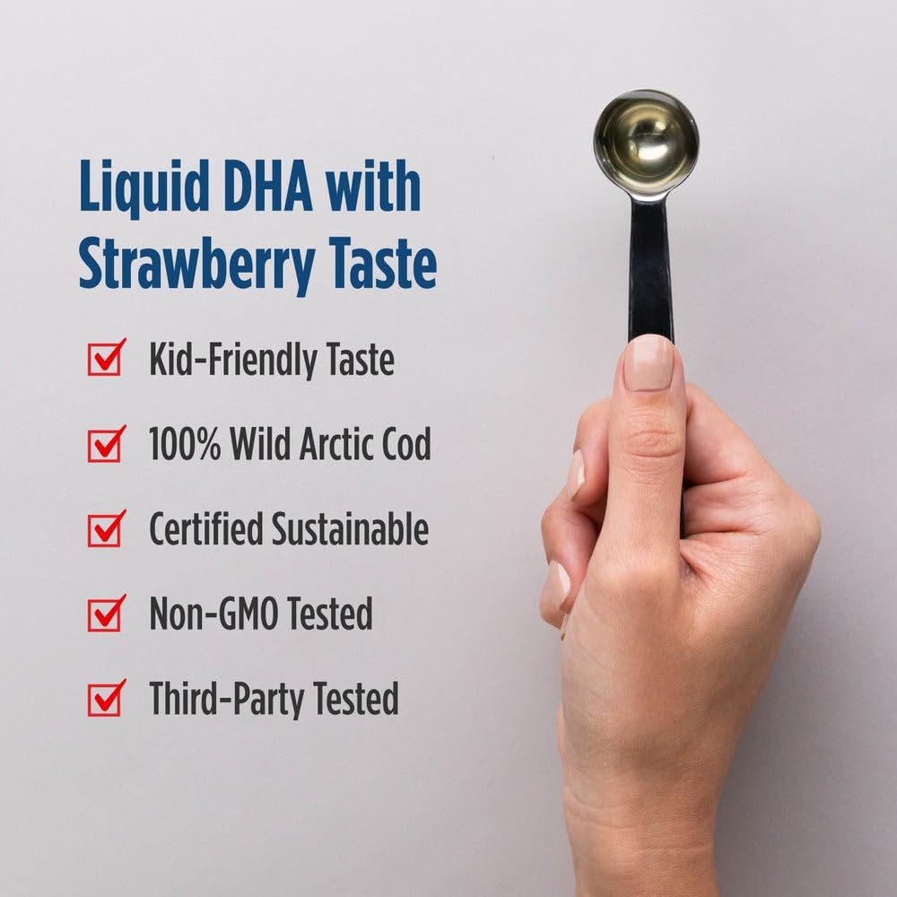 Nordic Naturals Children’s DHA, Strawberry - 8 oz for Kids - 530 mg Omega-3 with EPA & DHA - Brain Development & Function - Non-GMO - 96 Servings