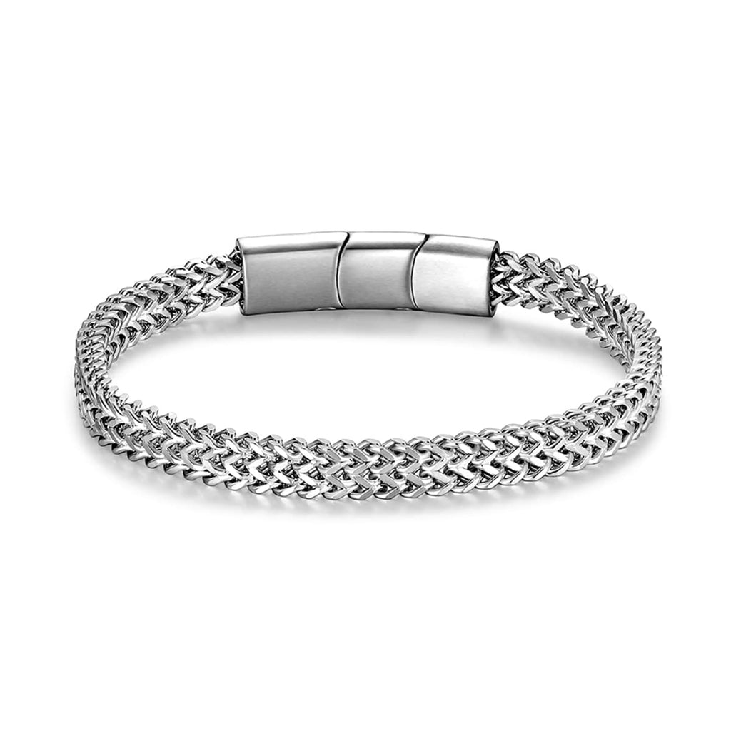 LUCKY2+7 Bracelets for Men-Stainless Steel Magnetic Clasp Franco Chain Mens Bracelet
