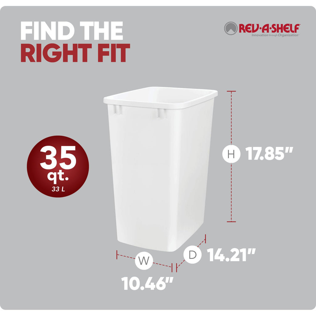 Rev-A-Shelf Double Pullout Garbage Trash Cans for Kitchen Cabinets, 35 Qt