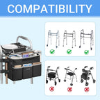 Ytonet Walker Basket with Tray, Detachable Walker Tray for Folding Walkers, Large Capacity Storage Basket with Phone and Crutch Holder, Water-Resistant Non-slip Walkers Accessories for Seniors (Black)