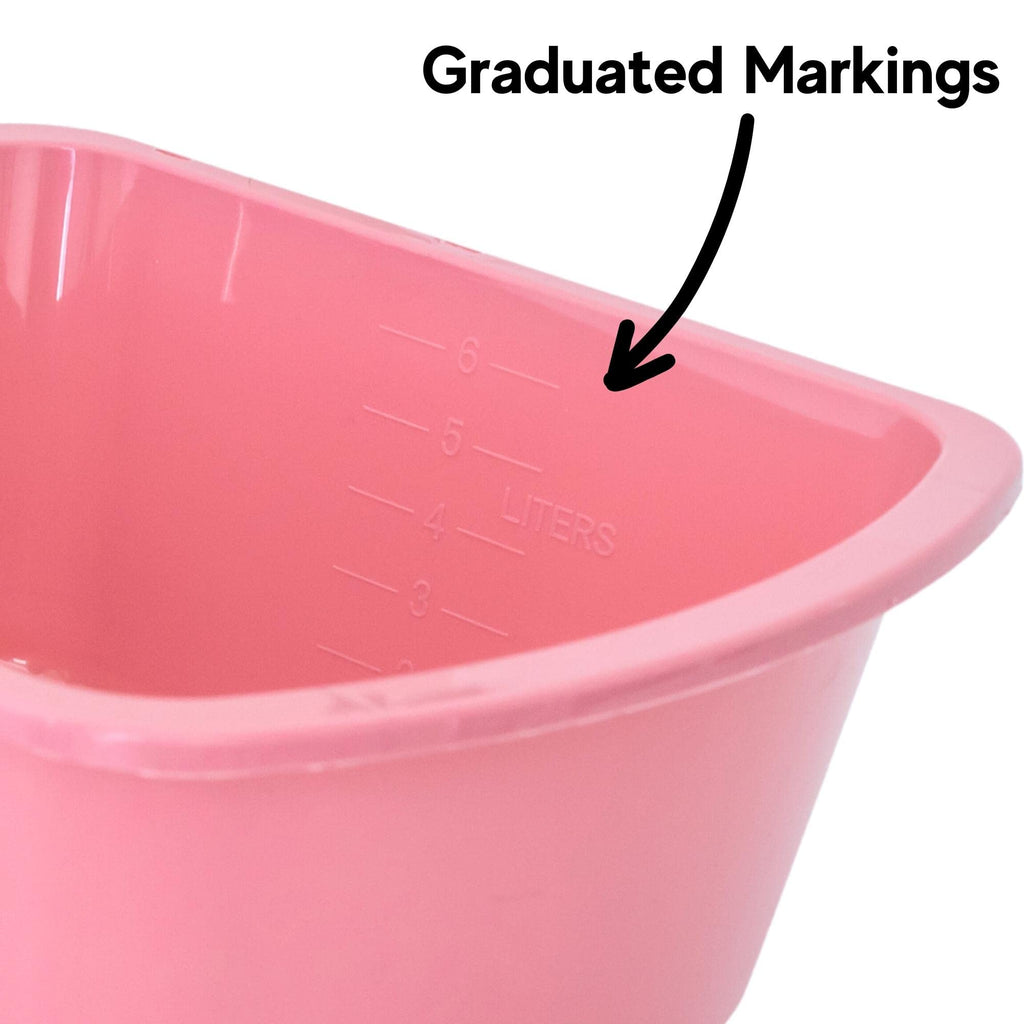 Vakly Wash Basins – Rectangular Plastic Hospital Bedside Soaking Tub - Small 7 Qt Graduated Bucket - Portable Washbasin for Washing, Cleaning, Foot Bath, Dishes, Face Cleansing Bowl (5, Pink)