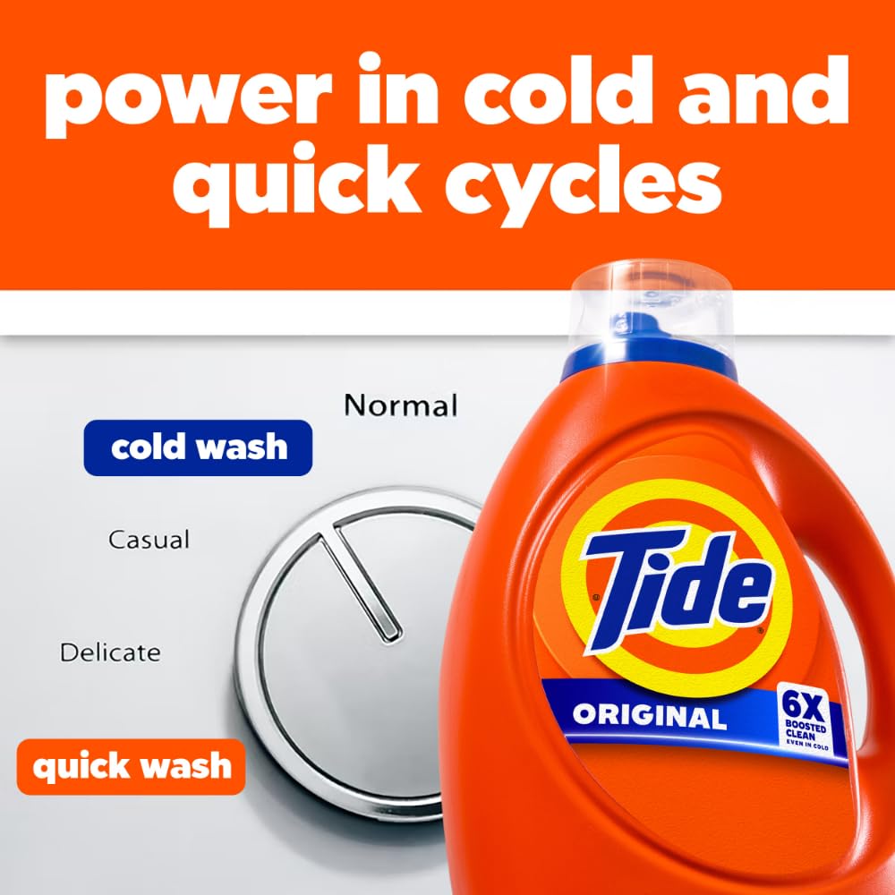 Tide Laundry Detergent Liquid, Original Scent, 80 Loads, 100 FL OZ, Works on 100% of Common Stains, Laundry Soap, Liquid Laundry Detergent