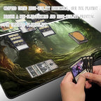 MTG Playmat Size 24x14in Free Storage Bags Non-Slip Backing, Ideal for Card Game Enthusiasts TCG Playmat (Forest Spirit Realm-No Deck)