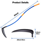 20'' Scythe Tool for Grass Cutting, Unique Curved Stainless Steel Pole, Adjustable Dual-hand Grip, Professional-Grade Blade, for Clearing Bushes, Vines, Fields, Ditches, Paths, Landscaping, 61in.