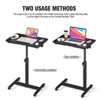 Eocnrhe Adjustable Overbed Bedside Table, Hospital Bed Table with Wheels, Portable Rolling Desk, Mobile Small Standing Desk, Rolling Laptop Stand, Computer Cart