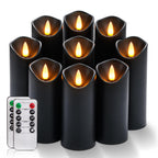 Homemory Black Halloween Flameless LED Pillar Candles, Remote Timer, 9 Pack