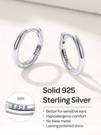 ChicSilver Sterling Silver Huggie Earrings for Women, 8MM Hoop Earrings