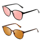 JFXQDR Women's 2 Pack Indoor Fluorescent-41 Rose & Outdoor Fluorescent-60 Brown Tinted Blue Light Blocking Glasses for Migraine, Light Sensitivity, Photophobia LED Gaming Computer Screen Glare RF6208