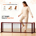 Bonnlo Free Standing Dog Gate, 39" - 68" Wide Pet Gate for Fireplace Stairs Doorways, Wooden Adjustable Pet Fence Indoor, Christmas Tree Gate (Cherry)