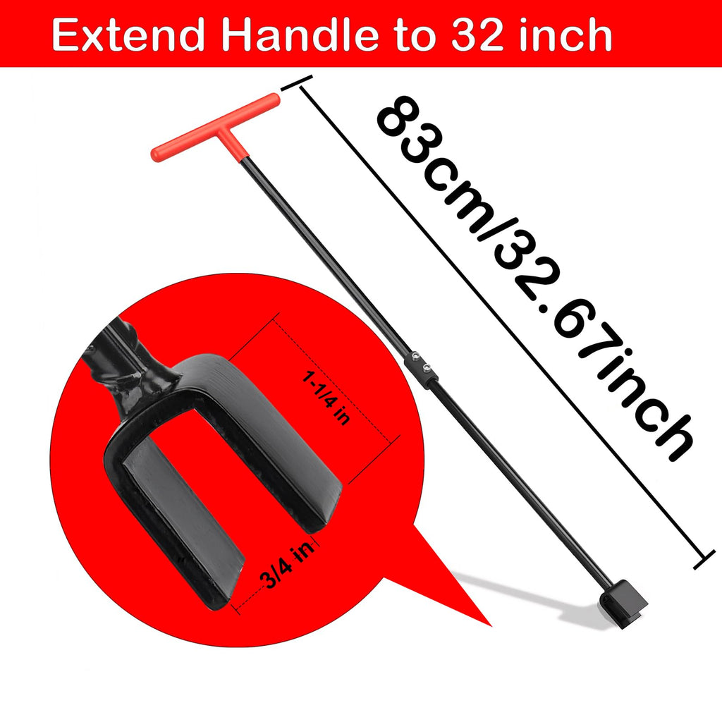 Manalete Water Meter Key 32 Inch with 4-Way Utility Key, Steel T-Handle, Water Meter Key Shut Off Tool for Curb Main Water Shut off Valve